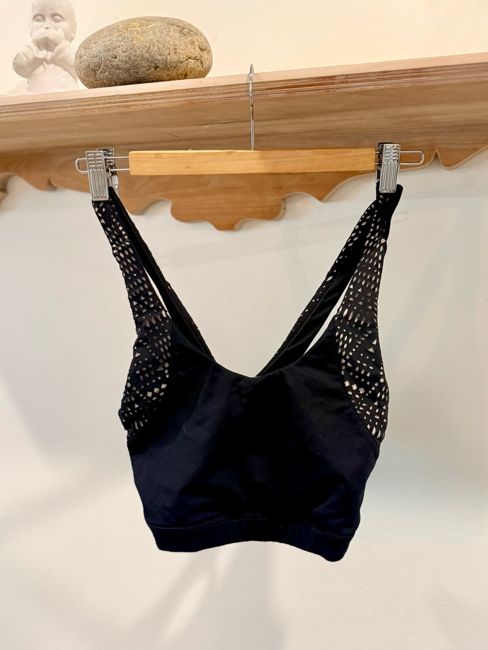 ALO Yoga Black Mesh-Panel Sports Bralette